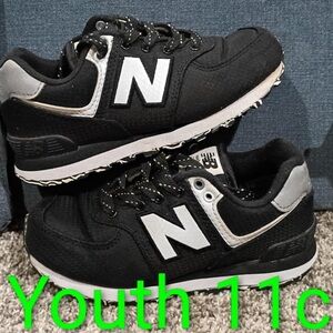 New Balance Kids Black and Gray Sneakers